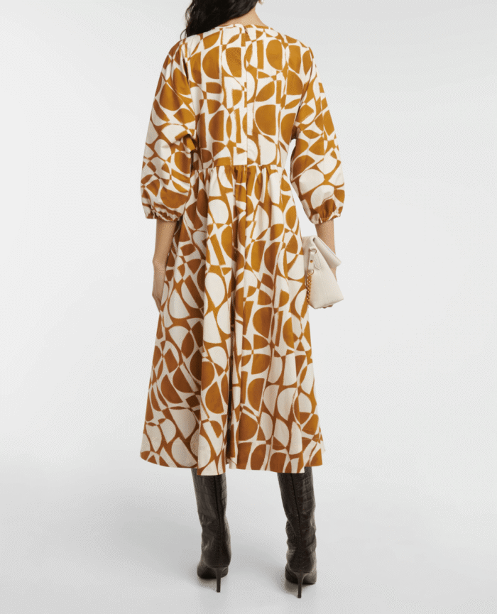 Max Mara Adatti Abstract-Print Blouson-Sleeve Midi Dress - Image 3