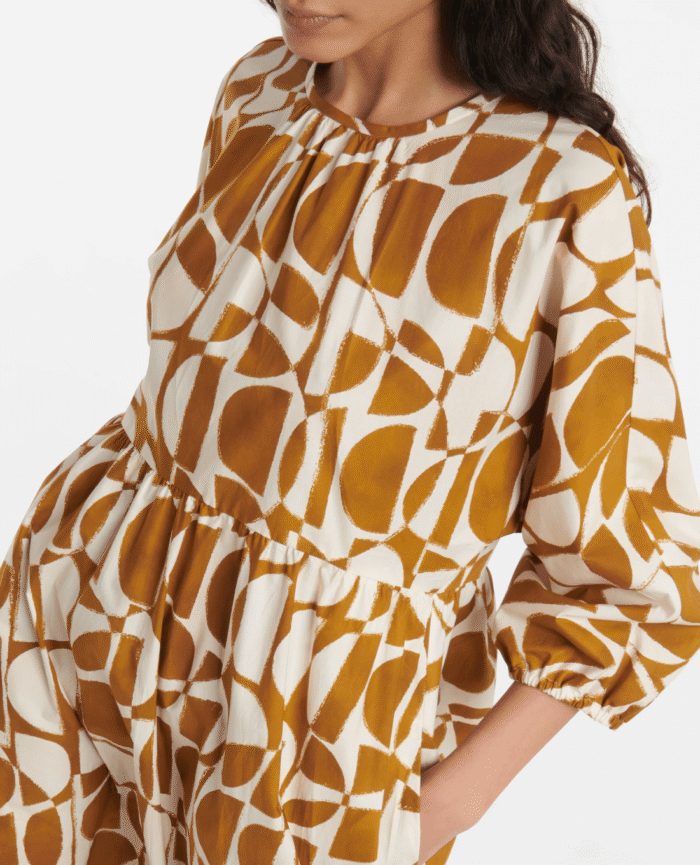 Max Mara Adatti Abstract-Print Blouson-Sleeve Midi Dress - Image 4