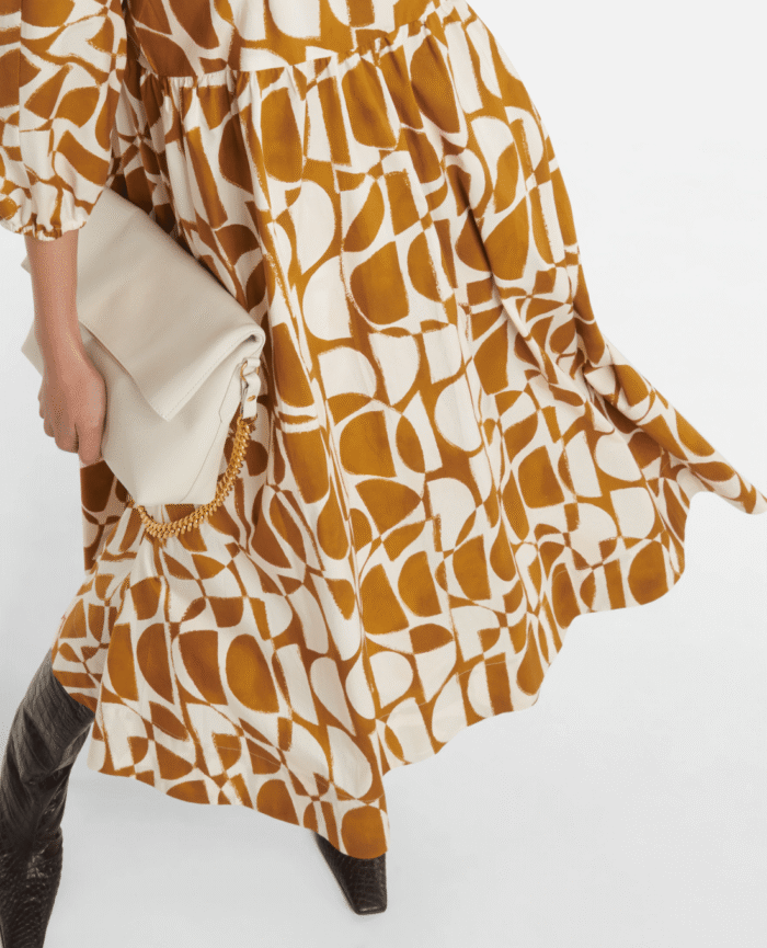 Max Mara Adatti Abstract-Print Blouson-Sleeve Midi Dress - Image 5