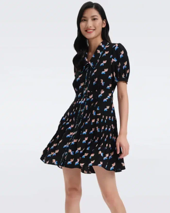 DVF Darius Mini Dress in Twisted Geo Black
