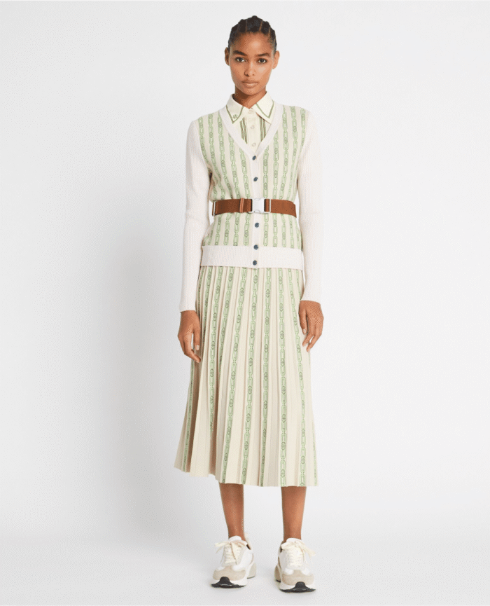 Tory Burch Pleated Jacquard Tech Knit Skirt - Image 2