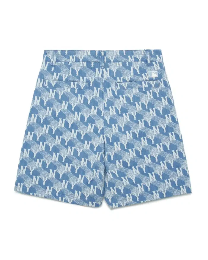MLB Korea Cube Monogram Print Denim Bermuda Pants New York Yankees - Image 2