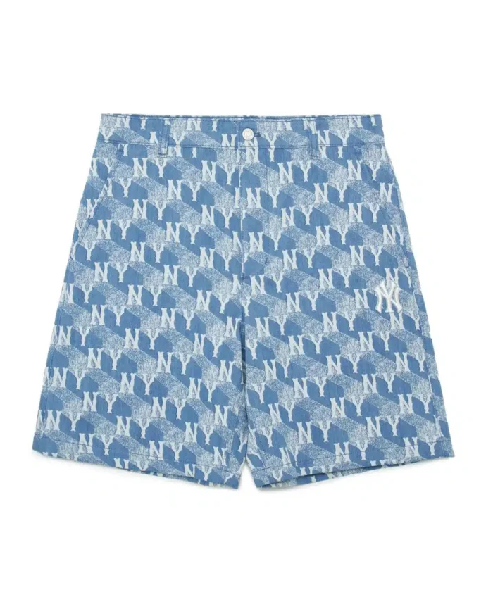 MLB Korea Cube Monogram Print Denim Bermuda Pants New York Yankees