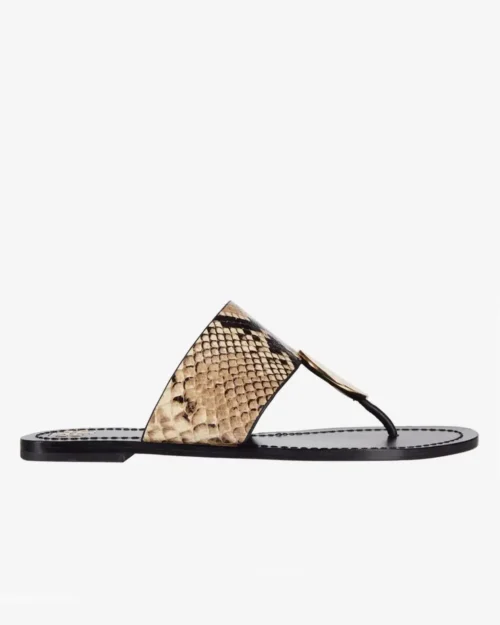 Tory Burch Tory Burch Patos Disk Snake Emboss Leather Thong Sandal