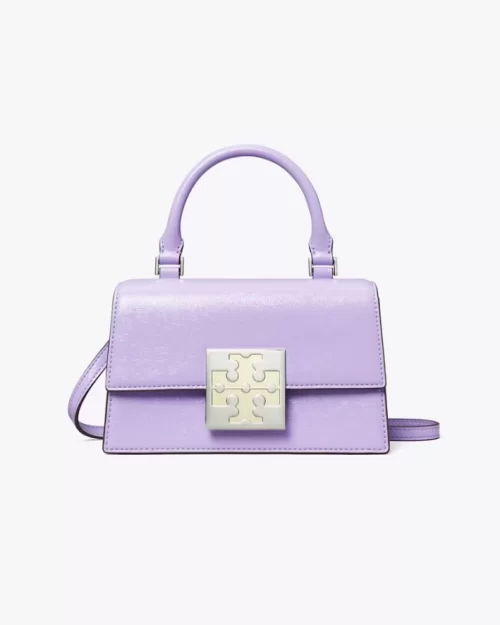 Tory Burch Bon Bon Textured Patent Mini Top-Handel Bag In Mirage