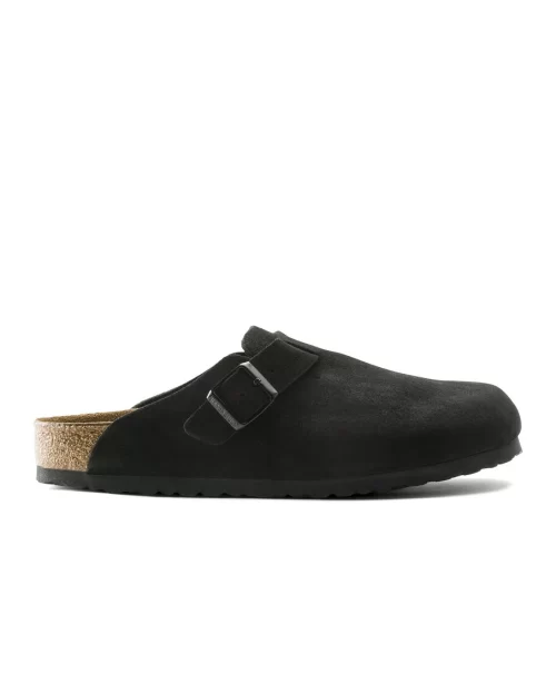 Birkenstock Boston Soft Footbed Suede Leather, Black