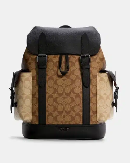 Coach Hudson Backpack In Blocked Signature Canvas