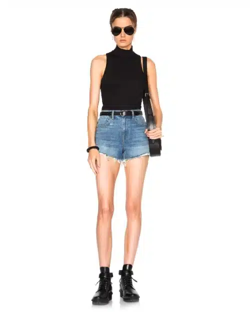 Alexander Wang Bite Short In Light Indigo Aged Denim