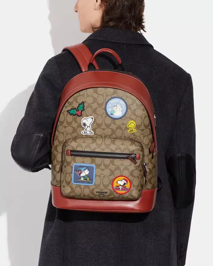 Coach X Peanuts West Backpack In Signature Canvas With Patches - Image 4