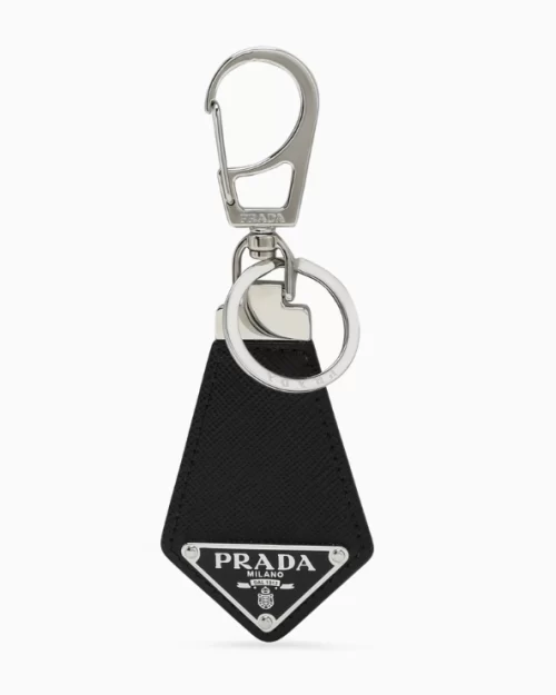 Prada Black Saffiano Leather Keychain