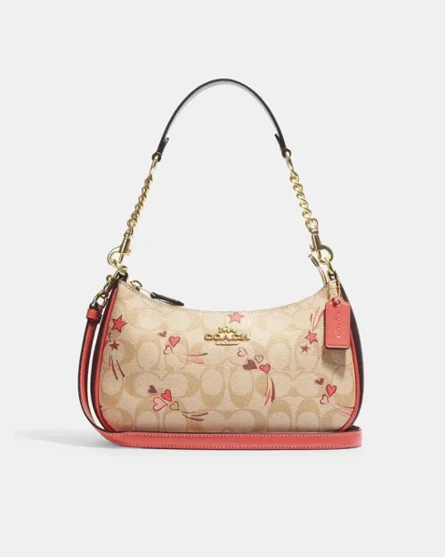 Coach Teri Shoulder Bag In Signature Canvas With Heart And Star Print