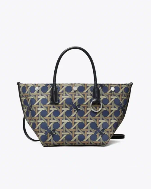 Tory Burch Small Canvas Basketweave Tote Bag