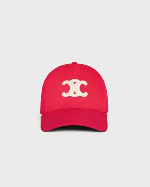 Celine Triomphe Baseball Cao In Cotton Rouge VIF