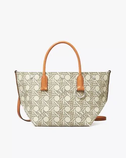 Tory Burch Small Canvas Basketweave Tote Bag