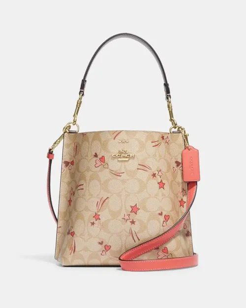 Coach Mollie Bucket Bag 22 In Signature Canvas With Heart And Star Print