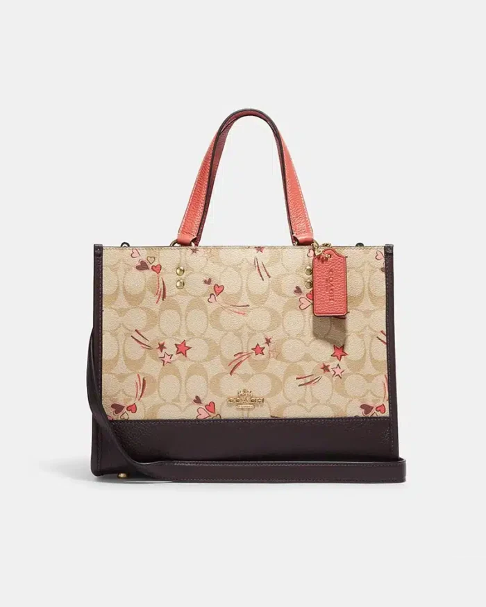 Coach Dempsey Carryall In Signature Canvas With Heart And Star Print