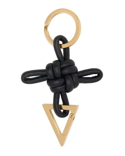 Bottega Veneta Knot Leather and Gold-Tone Keyring