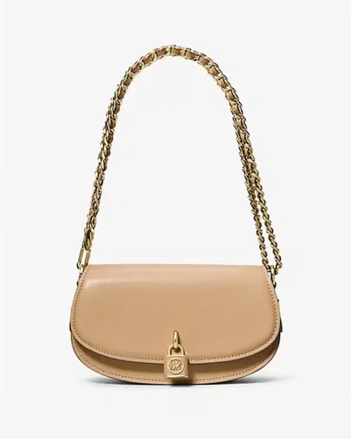 Michael Kors Mila Small Leather Shoulder Bag In Camel