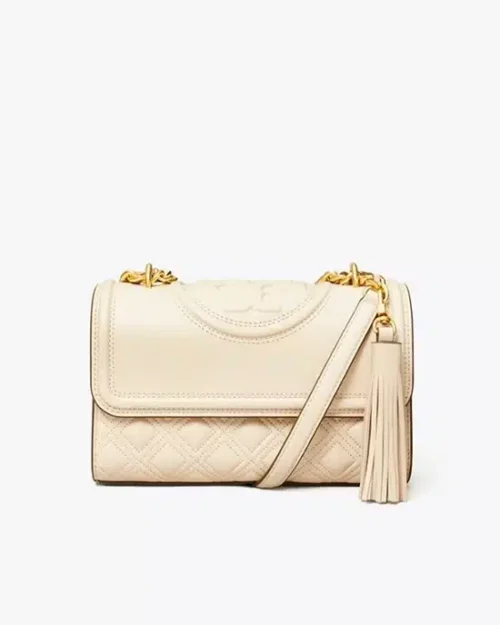 Tory Burch Small Fleming Convertible Shoulder Bag In New Cream