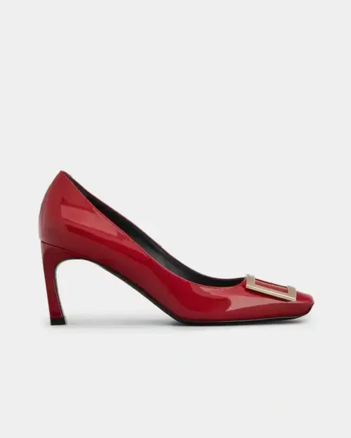 Roger Vivier Trompette Metal Buckle Pumps in Red Patent Leather