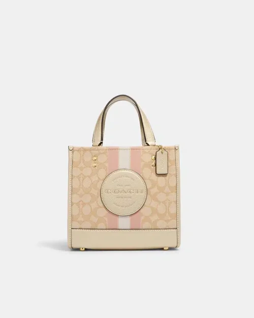 Coach Dempsey Tote 22 In Signature Jacquard With Stripe And Coach Patch