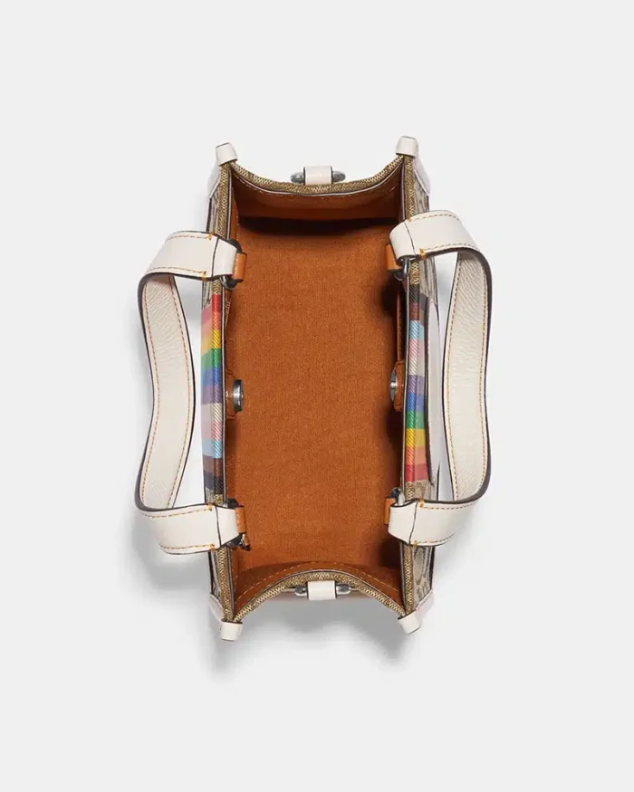 Coach Dempsey Tote 22 In Signature Jacquard With Rainbow Stripe And Coach Patch - Image 3