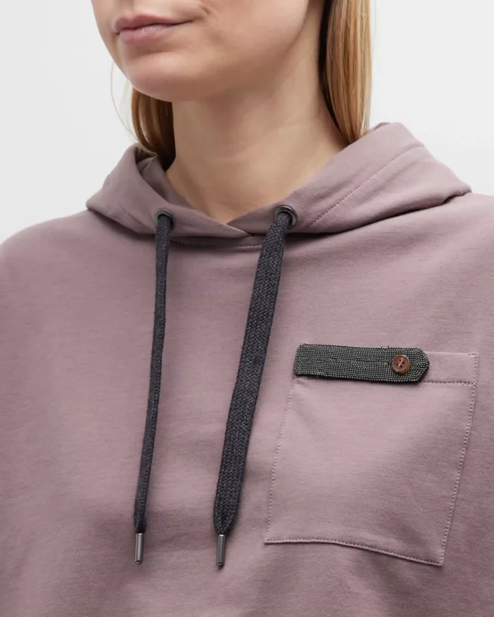 Brunello Cucinelli Monili-Tab Cotton Felpa Crop Hoodie - Image 6