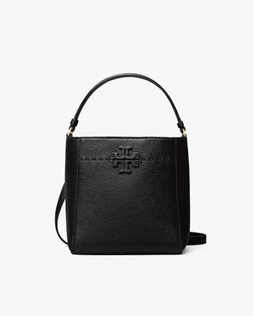 Tory Burch Small Mcgraw Bucket Bag In Black