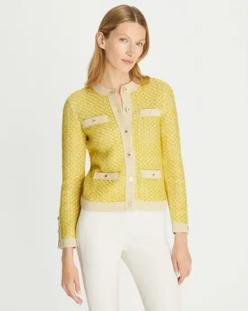 Tory Burch Linen Tweed Kendra Cardigan