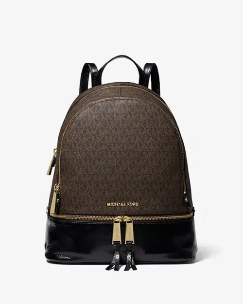 Michael Kors Rhea Medium Logo and Leather Backpack