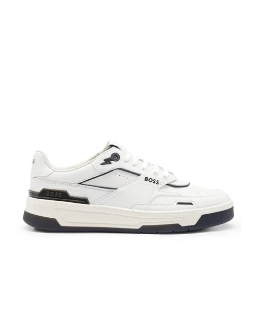 Hugo Boss Basketball-Style Trainer Sneakers With Leather And Decorative Reflective Mesh