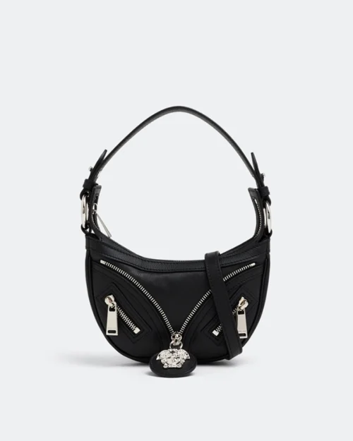 Versace Mini Repeat Hobo Bag In Black