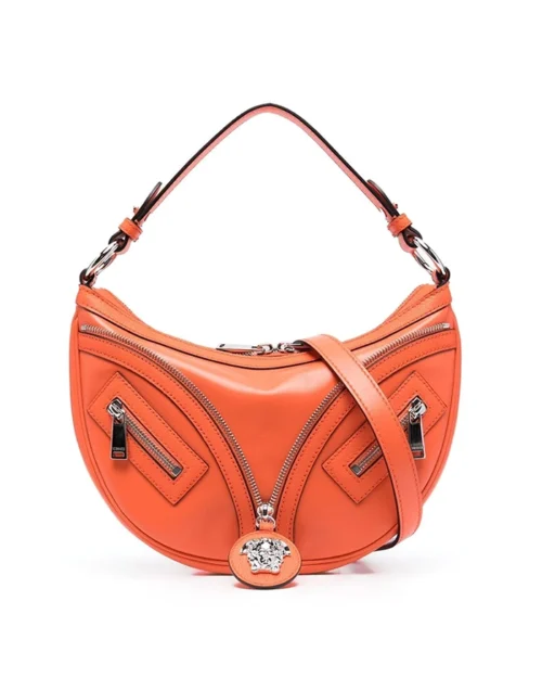 Versace Small Repeat Hobo Bag In Orange