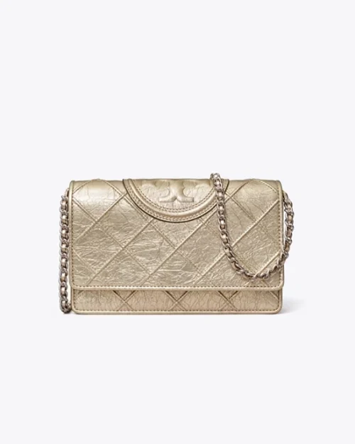 Tory Burch Fleming Metallic Leather Shoulder Bag