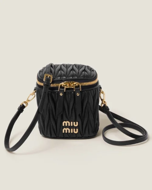 Miu Miu Matelassé Nappa Leather Micro Bag Black