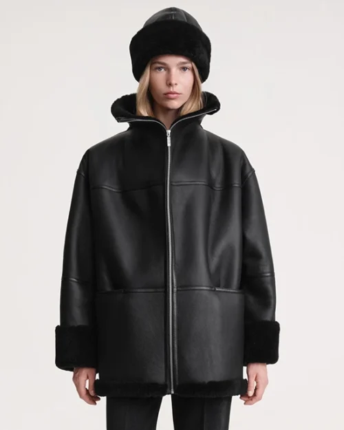 Toteme Signature Shearling Jacket Black