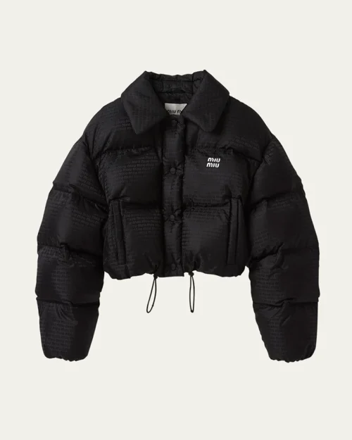Miu Miu Logo-Print Crop Puffer Jacket